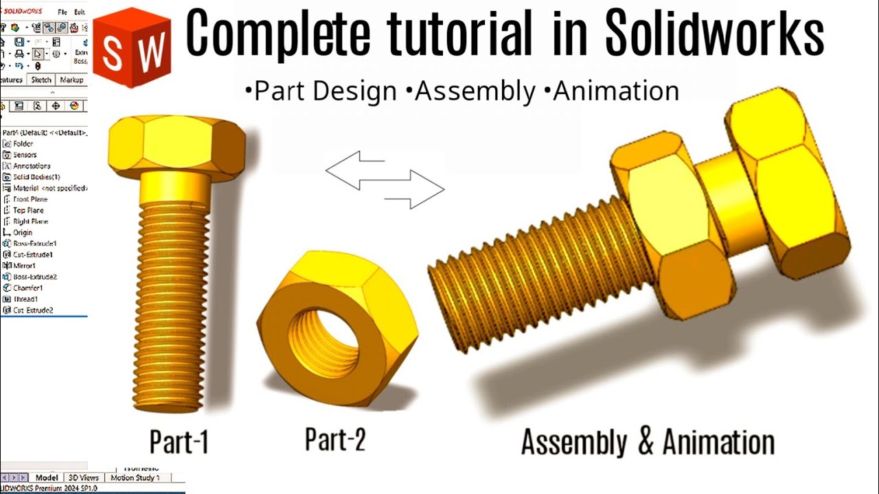 Mastering Nut and Bolt Assembly in Solidworks 🔩 - A step by step Guide 