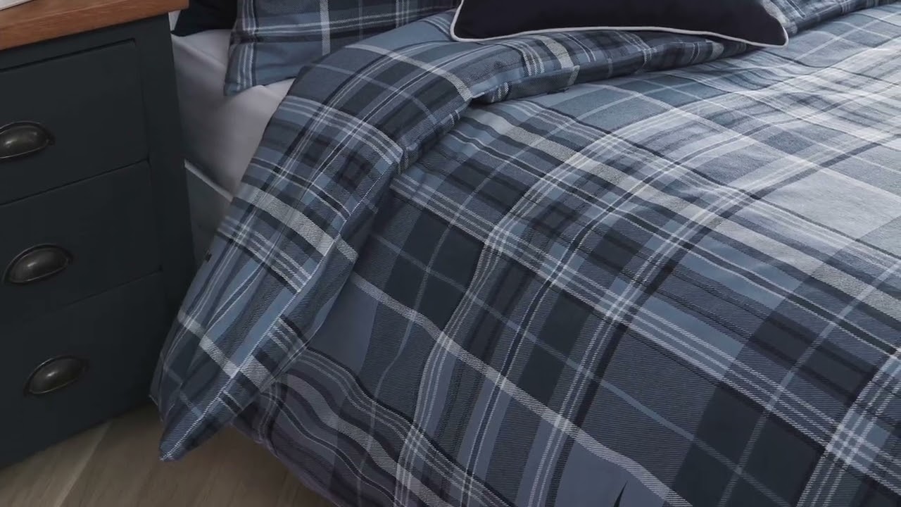 JACK WILLS Mr Wills Soft Blue Check Duvet Cover Set
