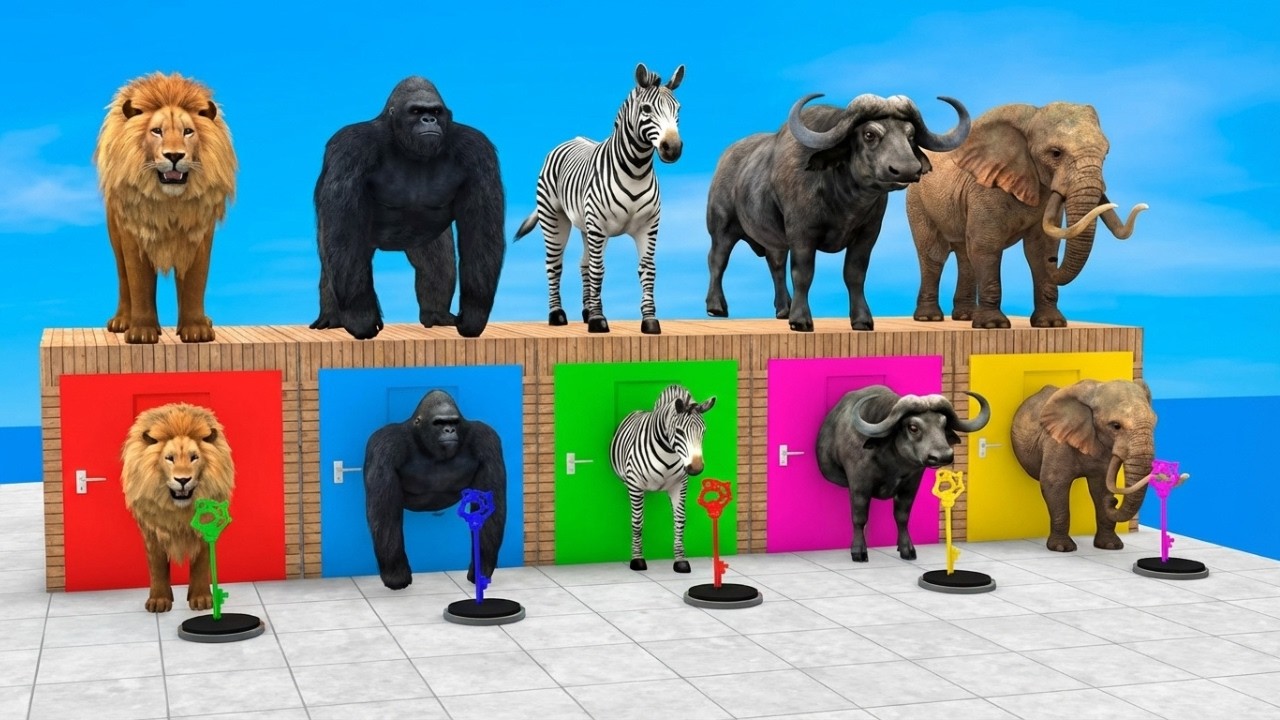 Funny 3D Animal Slide Moments – Hippo, Tiger & Elephant Paint and Play in Animal Crossing World