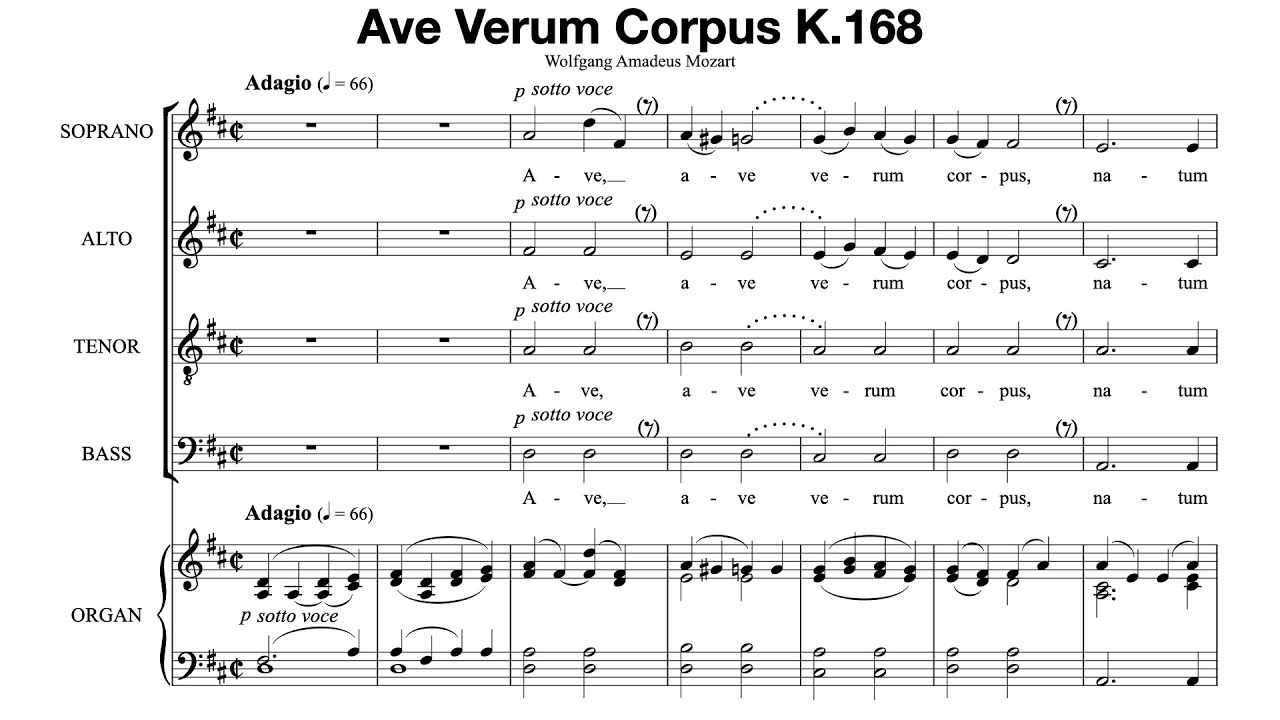 Ave Verum Corpus K.168 (Mozart) Score Video - YouTube