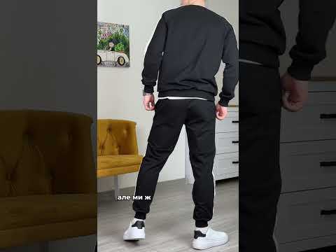 Костюм чоловічий повсякденний весняний осінній спортивний комплект світшот штани Moon чорний, видео 1