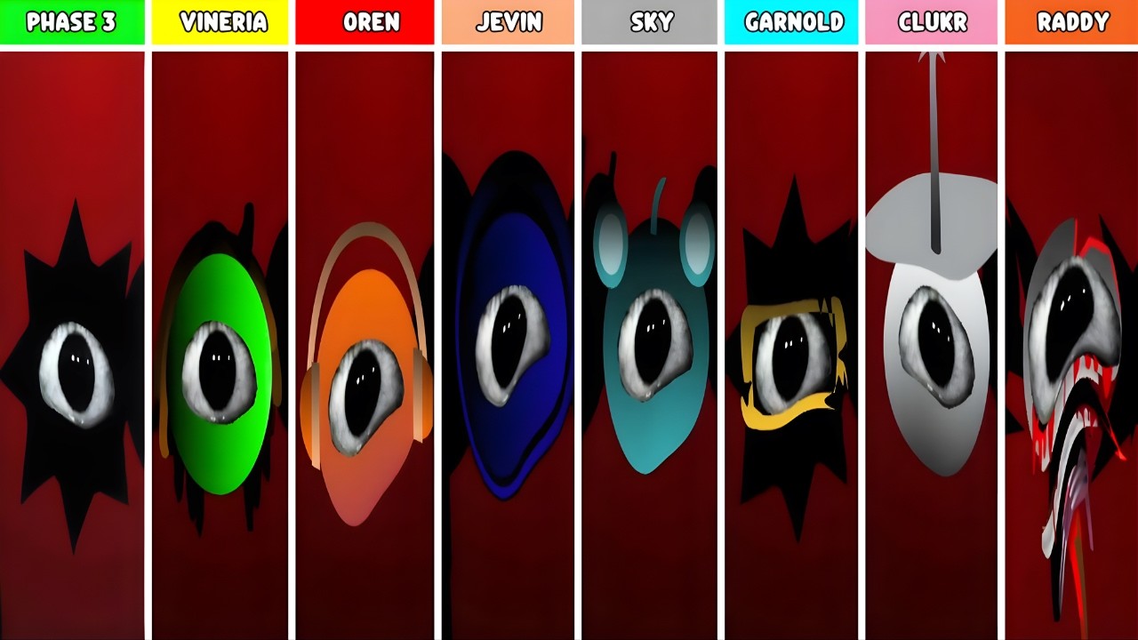 Phase 3 But Everyone Is VINERIA VS OREN VS JEVIN, SKY GARNOLD VS CLUKR VS RADDY Incredibox Sprunki