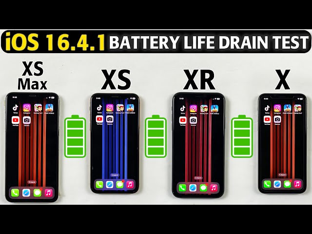 iOS 16.4.1 Battery Life Drain Test - iPhone XS Max vs iPhone XS vs iPhone XR vs X Battery Test 2023