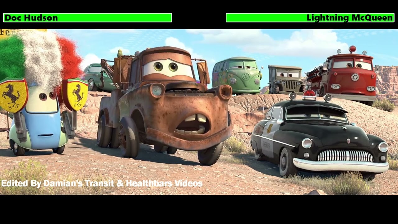 Doc Hudson vs. Lightning McQueen with healthbars (Independence Day Special)