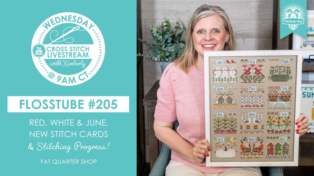 LIVE Red, White & June, New Lori Holt Stitch Cards & Stitching