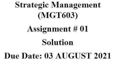 MGT603 Strategic Management Assignment 1 Solution Concept Spring 2021