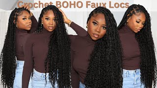 BOHO FAUX LOCS  (INDIVIDUAL CROCHET METHOD) W/ Human Hair | QUICKER AND EASIER | YWIGS.