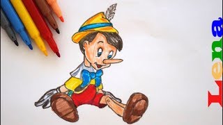 Pinocchio zeichnen  - How to draw Pinocchio - как нарисовать буратино