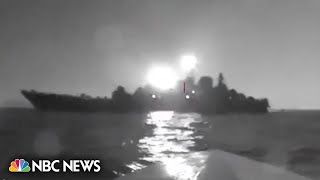 Video shows Ukrainian sea drone striking Russian warship