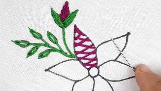 Hand Embroidery | Fantasy Flower Stitch With Cross Stitch And Decorative Stitch | Flower Embroidery