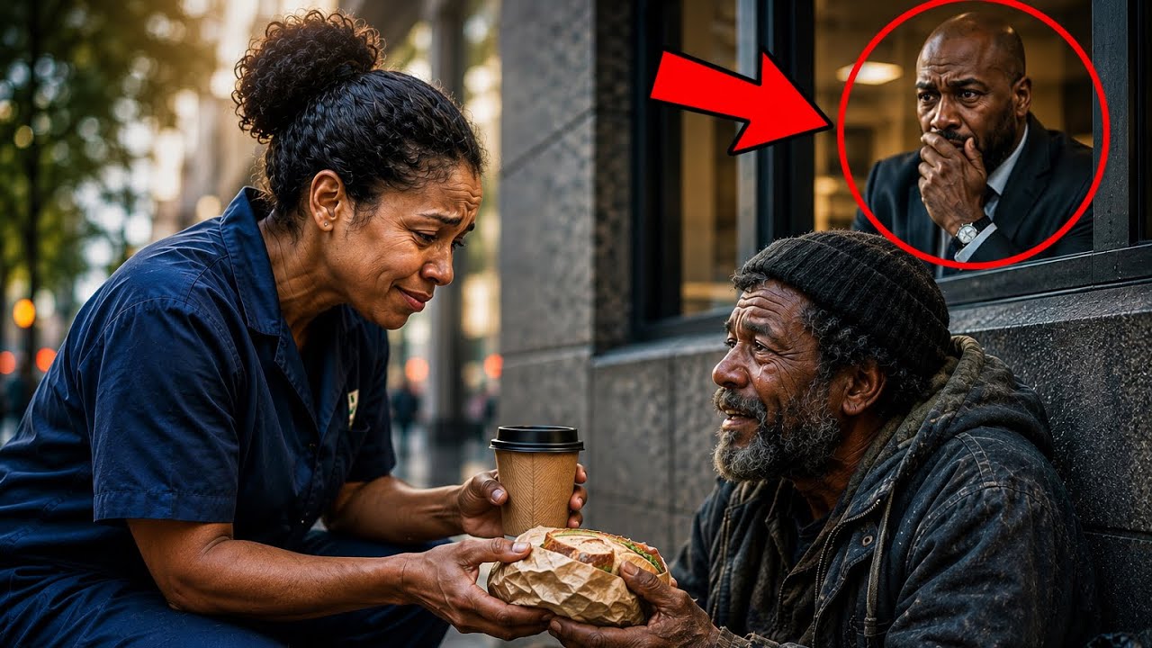 Every day the poor cleaning lady fed a homeless man, unaware of who was watching!" - YouTube