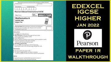 Edexcel iGCSE Maths Higher - January 2022 - Paper 1R - Worked Solutions