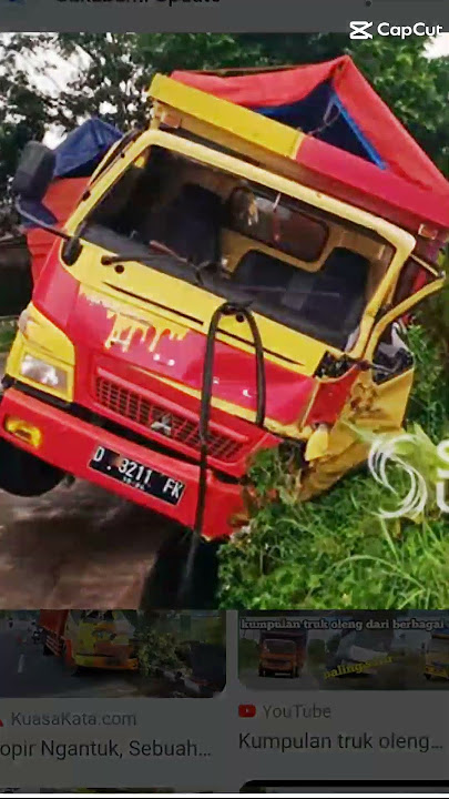 jedag jedug truk oleng jatuh 😭😭😭😭