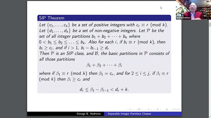 22May2024 CAE Separable Integer Partition Classes_George Andrews
