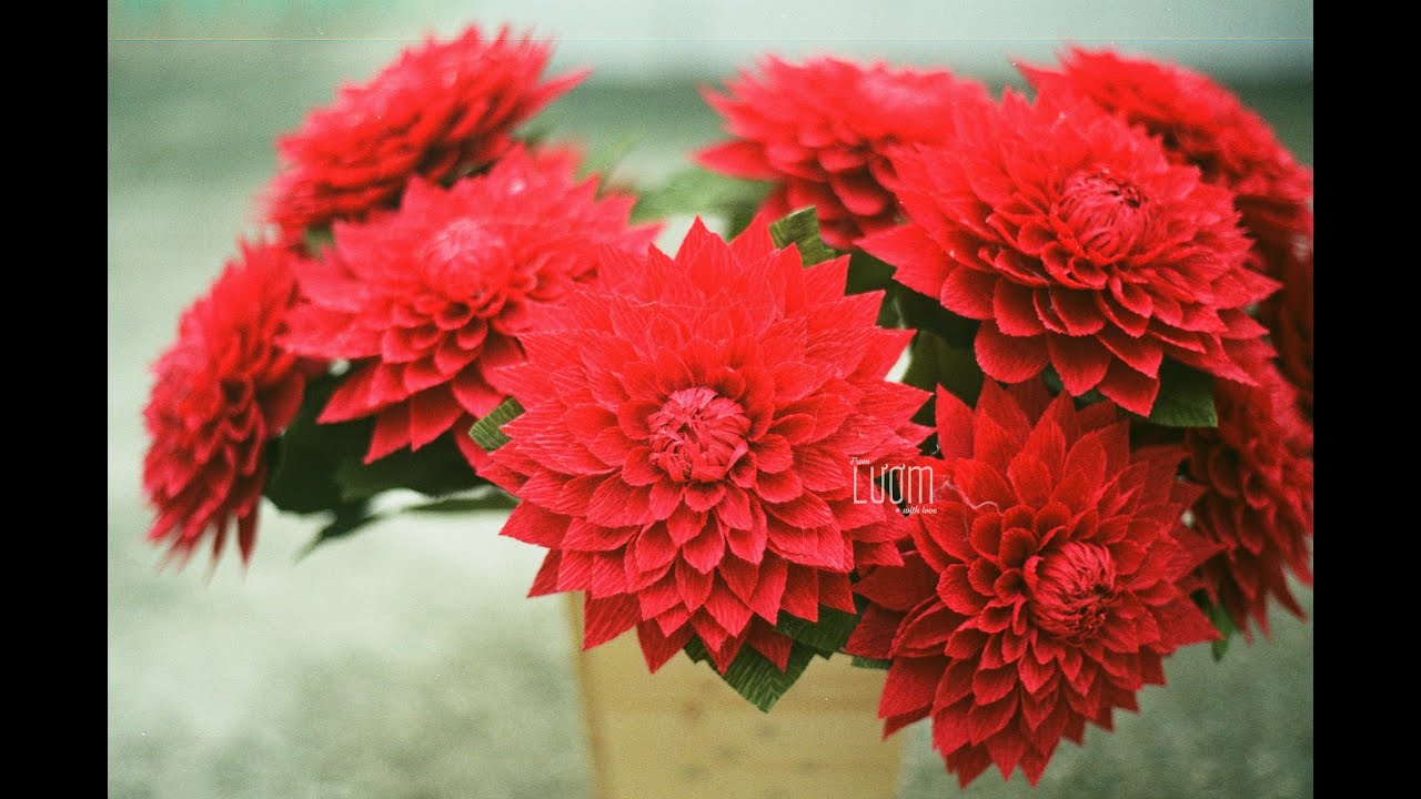 Crepe paper Dahlia flowers (tutorial) - Cách làm hoa thược dược bằng giấy nhún