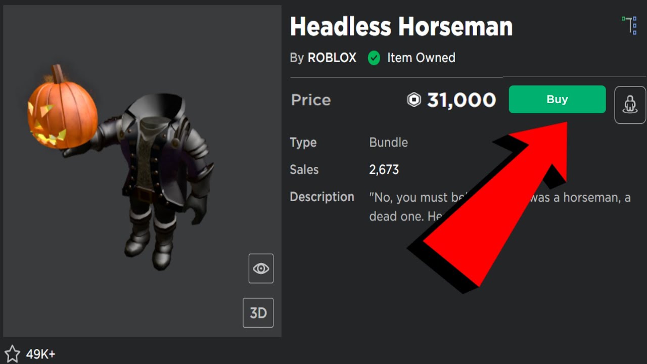roblox headless horseman virtual item
