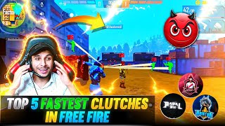 TOP 5 FASTEST CLUTCHES IN FREE FIRE 🔥⚡ | FASTEST SQUAD WIPES IN FREE FIRE 😱