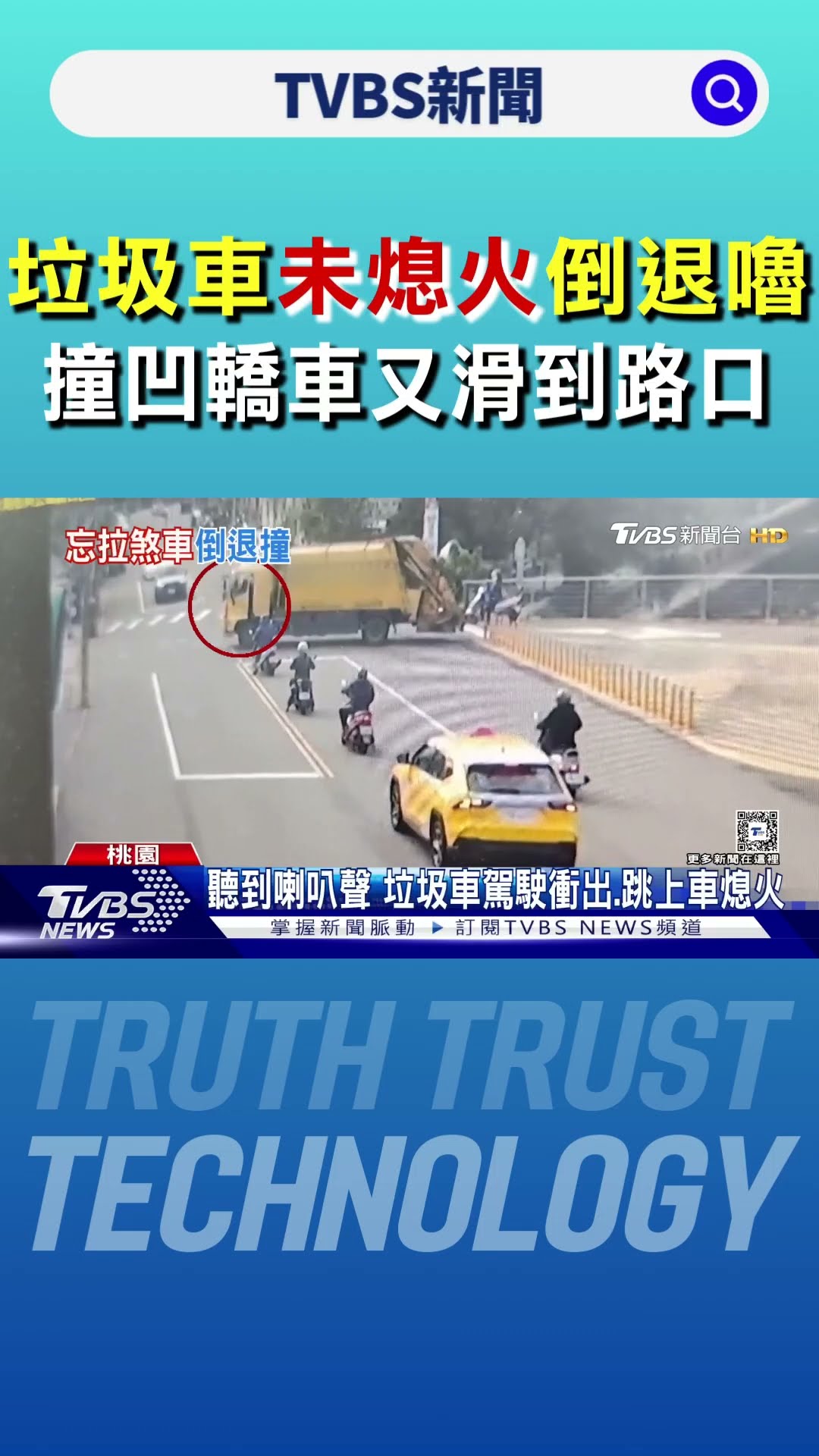 垃圾車未熄火倒退嚕 撞凹轎車又滑到路口｜TVBS新聞 @TVBSNEWS01