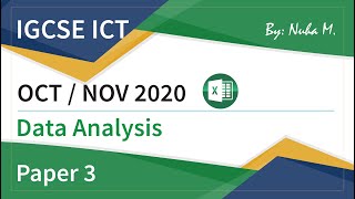 IGCSE ICT | Oct Nov 2020 | Paper 3 | Data Analysis Spreadsheet Excel