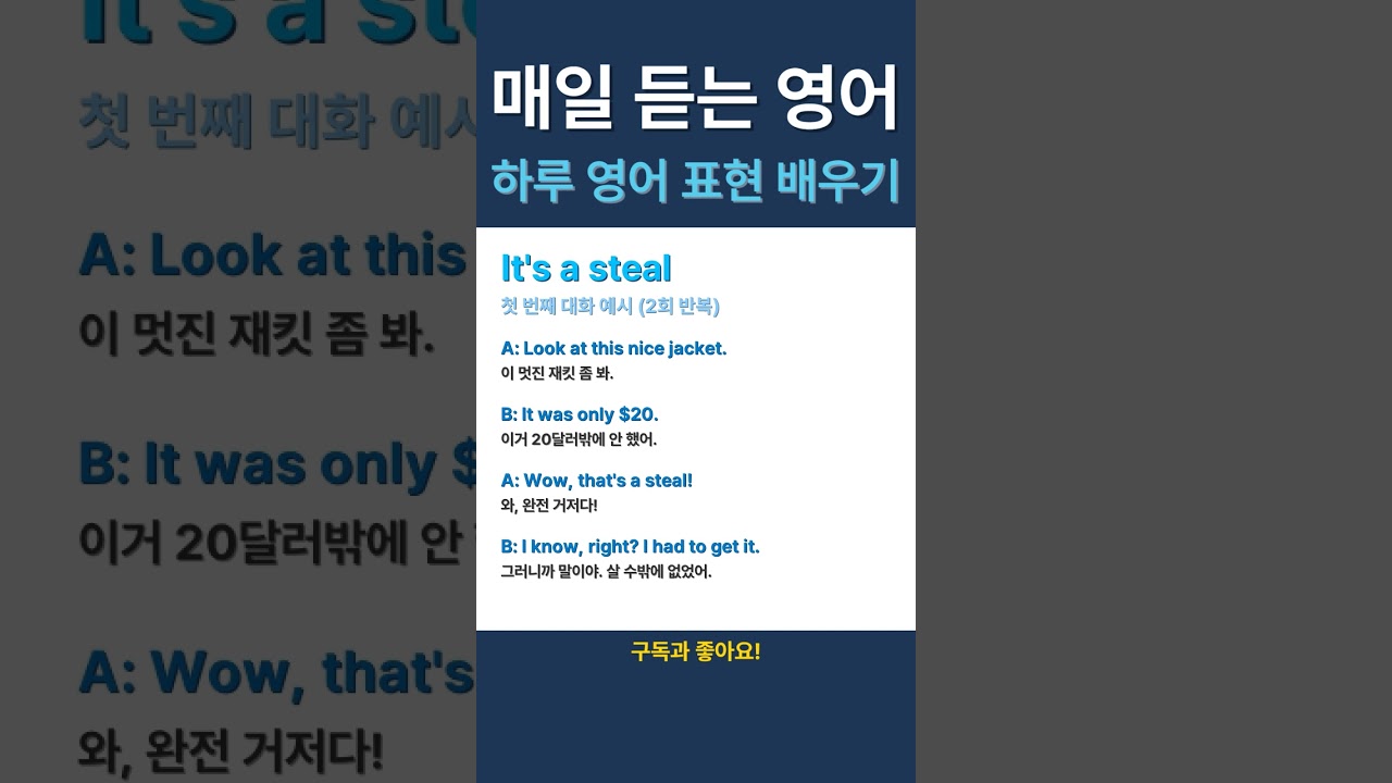 [매일 듣는 영어] Its a steal 일상 회화에서 가장 많이 쓰이는 영어 표현