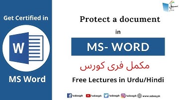 Protect a document in MS Word, Computer Science Lecture | Sabaq.pk
