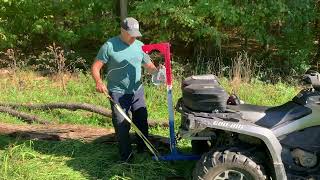 ATV Log Hitch, hauling logs out for hunting season.