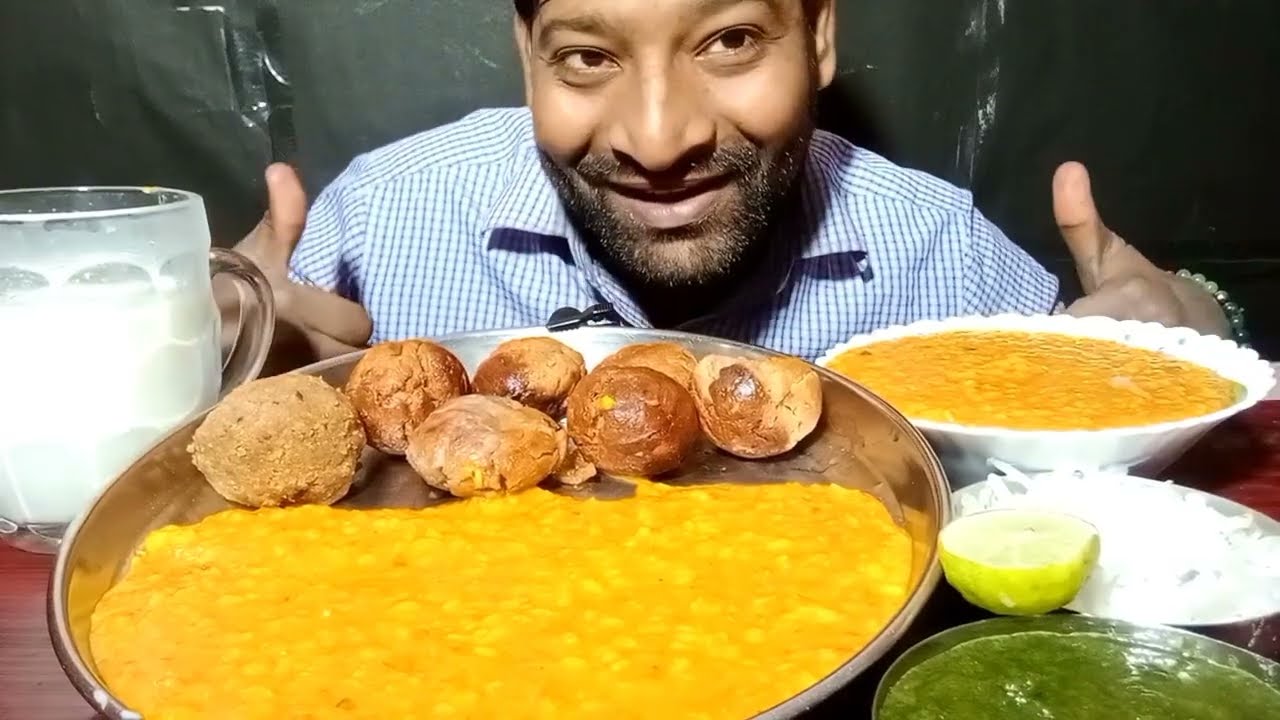 Homemade Daal Baati With Hari Chatni And Nimbu Salad And Chaach Mukbang | Chatora ki Duniya 