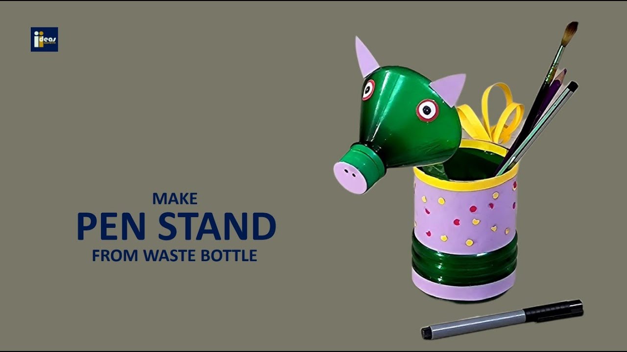 Make Pen Stand From Waste Bottle / Best Out Of Waste / Recycled Waste Materials / Easy Craft