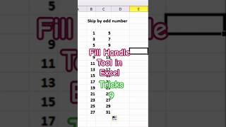 fill handle tool in Excel -Tricks 9 / skip by Odd numbers #excel #trending #viral #skipbyoddnumber