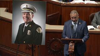 Cisneros Congratulates Fire Chief Mike Fountain on Retirement