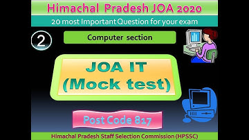 JOA (IT) QUIZ TEST (PART-2) COMPUTER section JOA EXAM 2020-2021 // junior office assistant