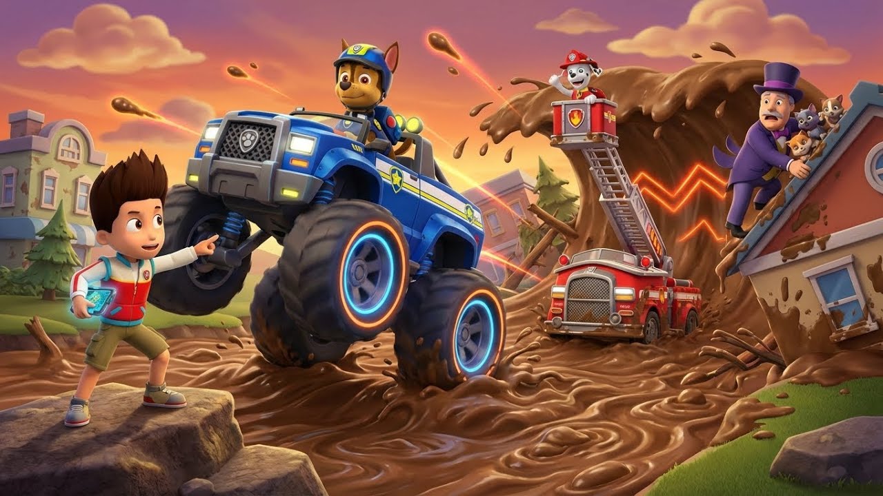 PAW Patrol: Rescue Wheels – The Foggy Bottom Mudslide! 🚛🏠 | Monster Truck Rescues & Muddy Miracles!