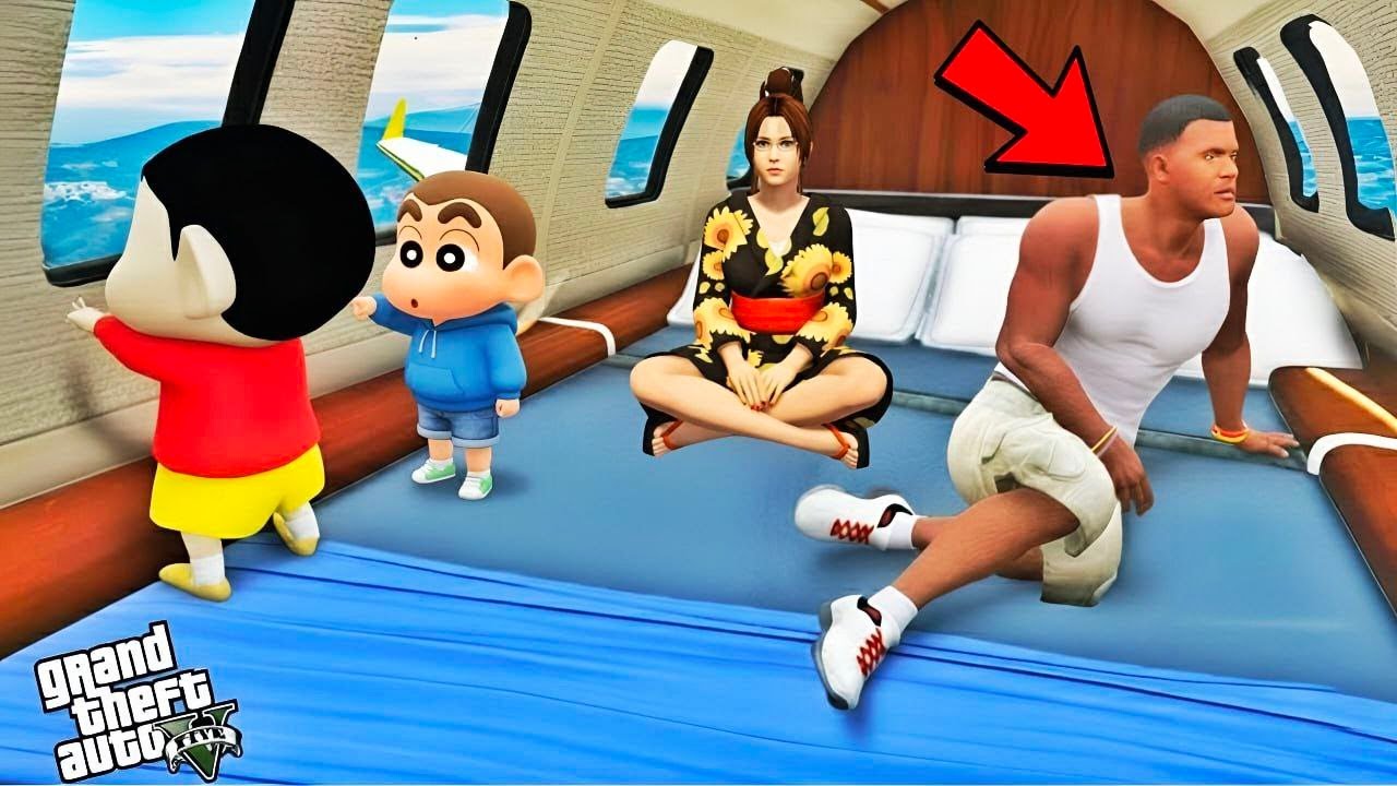 Shinchan & Franklin Enjoying First Flight in GTA 5 😱✈️ | Tamil Mod Gameplay | GTA MEENU
