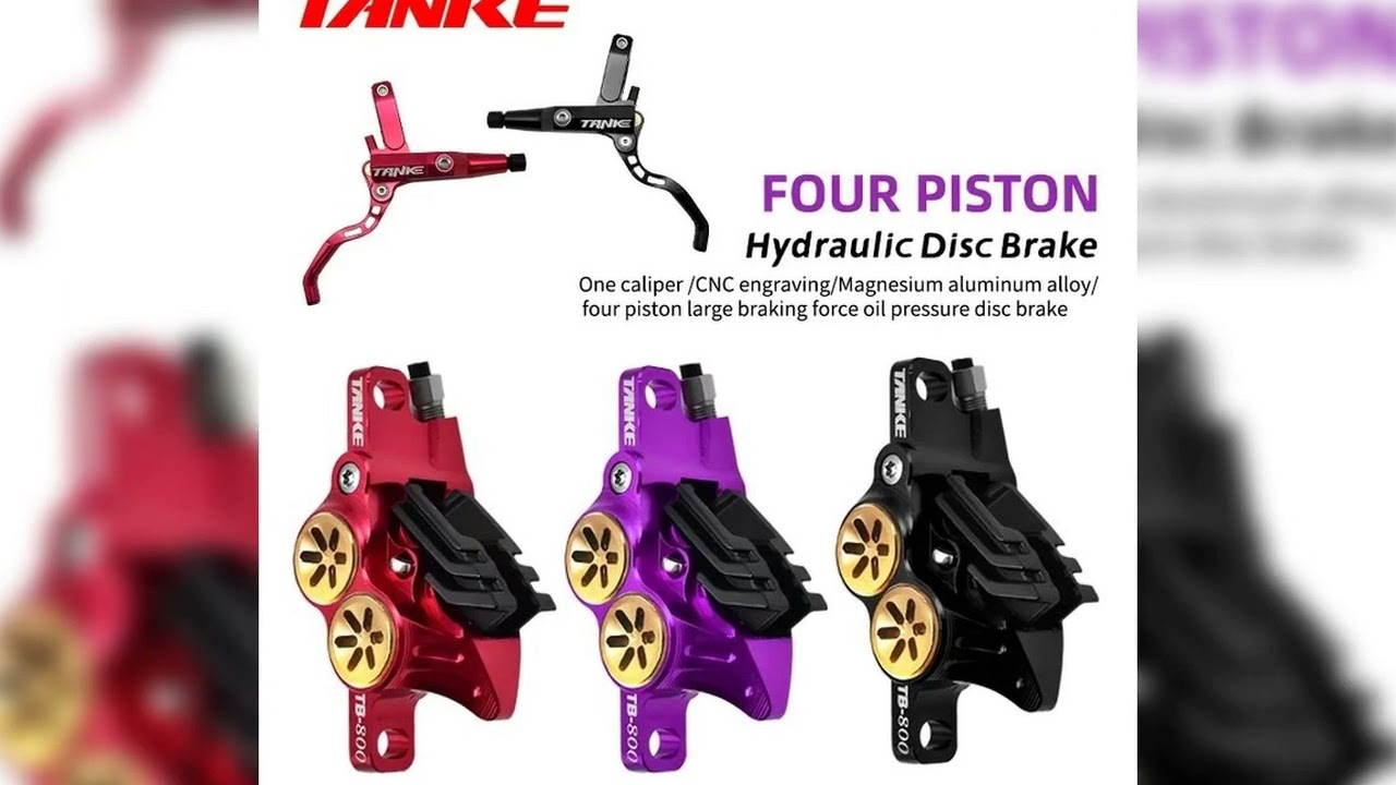A must-have product! TANKE MTB 4 Piston Hydraulic Disc Brake 900/1700mm  4 Piston Resin Brake Pads
