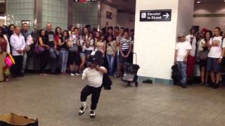 Midget Dances to Michael Jackson's Beat It in Times Square