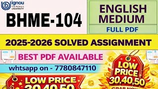 BHME 104 Solved Assignment 2025-2026 | Latest IGNOU Assignment Solution WhatsApp us on 7780847110