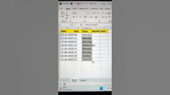 Excel Trick ‼️ Extract Day, Days, Months & Years From Dates😎 #exceltricks #msexcel #course #bytetech