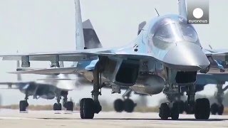 1st footage of Russian military jets leaving Syria