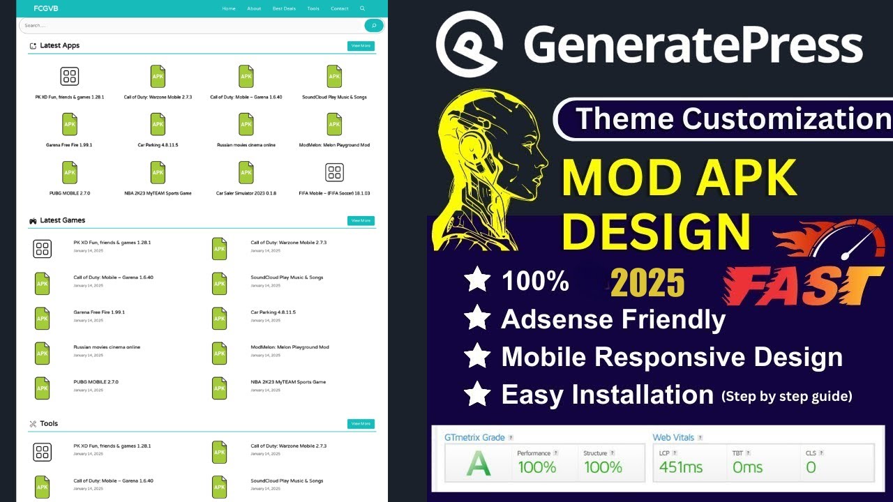 GeneratePress Theme Customization For APK Website 2025 - YouTube