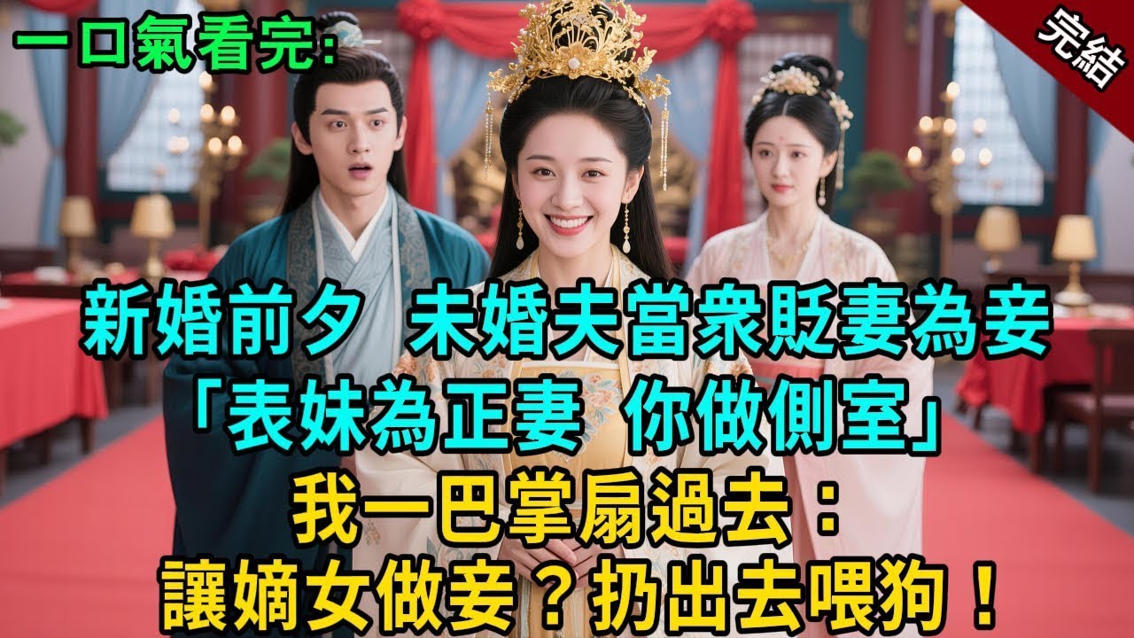 完結古言爽文：新婚前夕，未婚夫摟著表妹上門：'她為正妻，你做側室！”我一巴掌扇過去：讓嫡女做妾？扔出去喂狗！