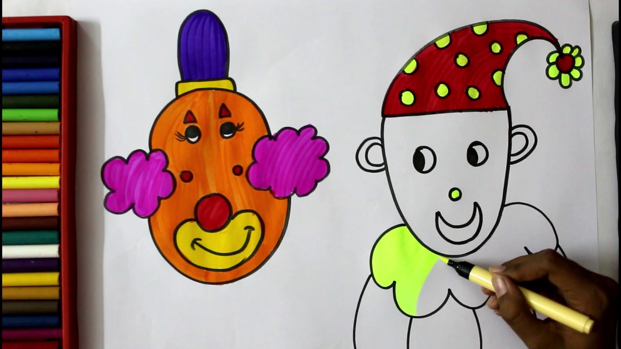 How to Draw Joker cartoon for Kids and coloring it || Kids Drawing ...