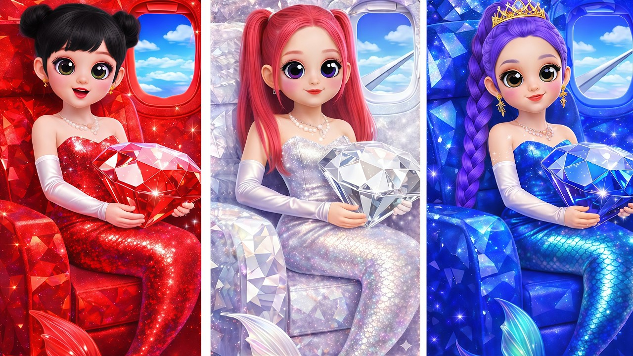 Makeover Sereia para K-Pop Demon Hunters no Avião! Huntrix Diamond, Ruby & Sapphire
