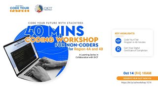 Code Your Future: 40-mins Coding Workshop for Non-Coders for Region 4A & 4B