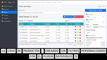 09 Sistema de Punto Venta - CRUD aplicando filtros personalizados con el plugin datatable js