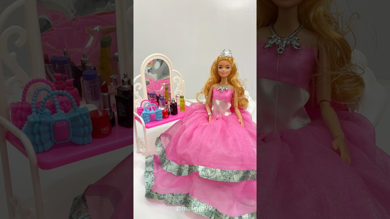 satisfying with unboxing video miniature make up and pink dress collection 💄🩷