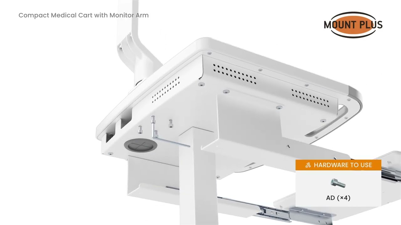 Mount Plus MB-C12 Height Adjustable Medical Workstation Cart with Retractable Keyboard, Mouse Tray