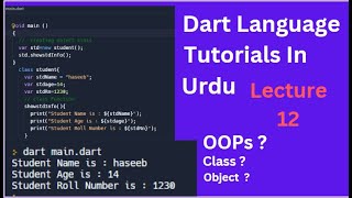 LECTURE  - 12 OOPs IN DART || CLASS || OBJECT || FLUTTER MOBILE APPLICATION DEVELOPMENT