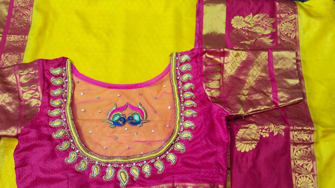 Grand work on stitched blouse with normal needle | beautiful and heavy ...