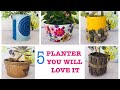 diy 5 Creative Planters | Planter Makeover Out Of Waste| Planter Pots Idea Using Recycled Materials