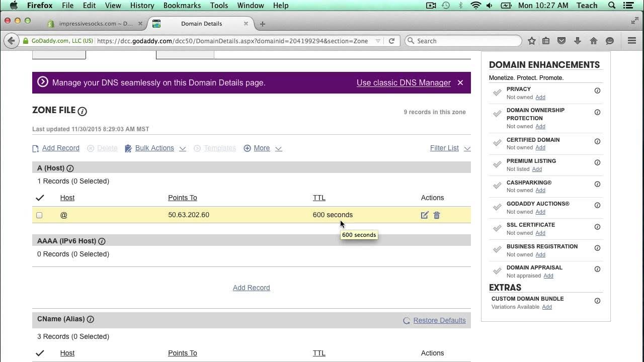 Add entries. Add record godaddy.